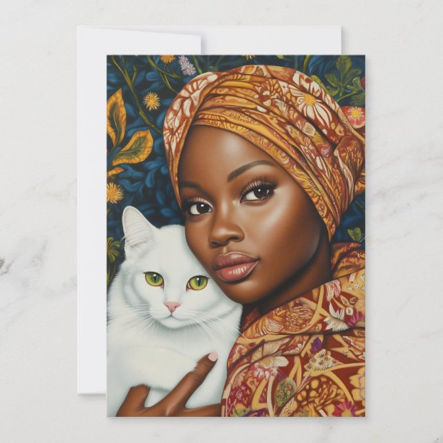 Granska kvinnor med katt inbjudningar (Framsida)