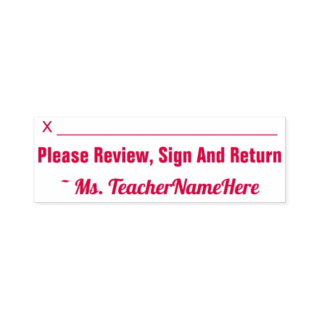 "Granska, skriv under och lämna tillbaka" + Namn Självfärgande Stämpel (Design)