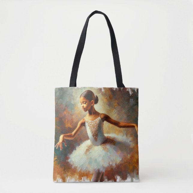 Gränsklig docka: Young Black Ballerina Tote Bag Tygkasse (Framsida)