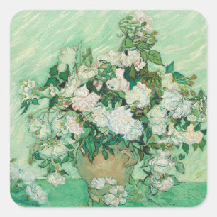 Gränsklig Ro i Vas av Vincent van Gogh Fyrkantigt Klistermärke