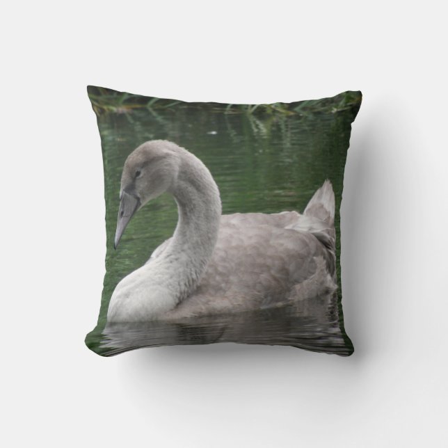 Gränsklig Svan vid Vatten Pillow Kudde (Framsida)