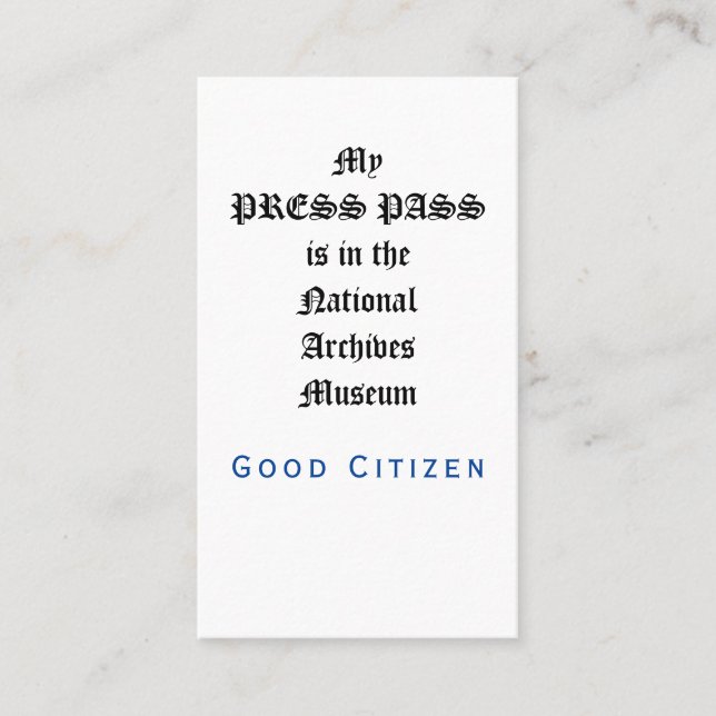 Granskning av första ändringen - Mitt presskort Visitkort (Framsida)