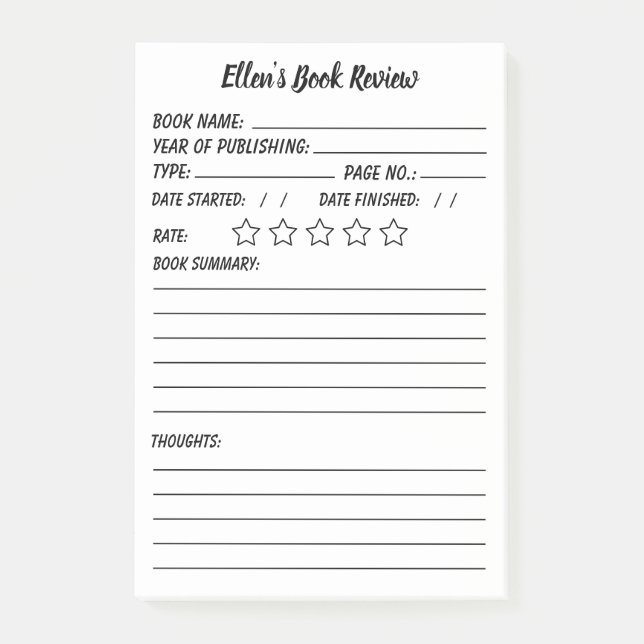 Granskning och information om personlig Bok Post-it Block (Framsida)