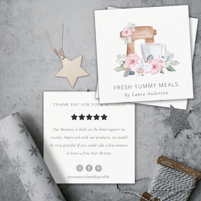 Granskningsbegäran för Cute  Blommigt Cake Mixer B Fyrkantigt Visitkort (Skapare uppladdad)
