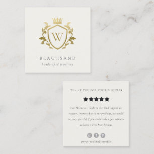 Granskningsbegäran för Guld Monogram Blommigt Kron Fyrkantigt Visitkort