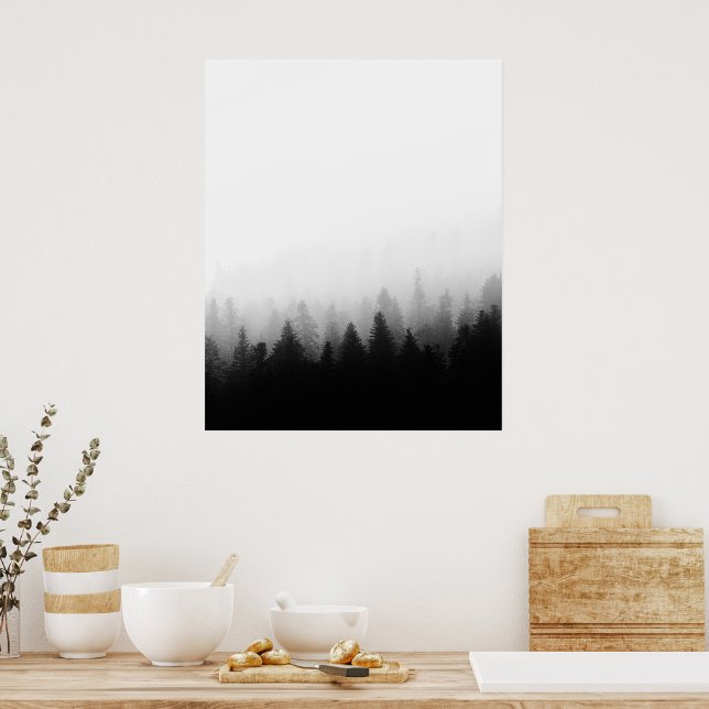 Granskog i dimma poster (Kök)