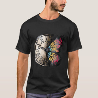 Gränskontrollen av fjärilsinspirerad väggklocka t shirt
