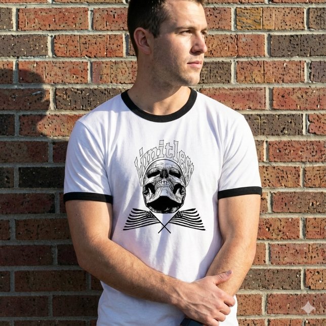 Gränslös Skalle & Sönderrivna Flaggor Herr T-shirt (Skapare uppladdad)