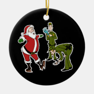 Gränsvaktklipp undertecknar på Santa Julgransprydnad Keramik