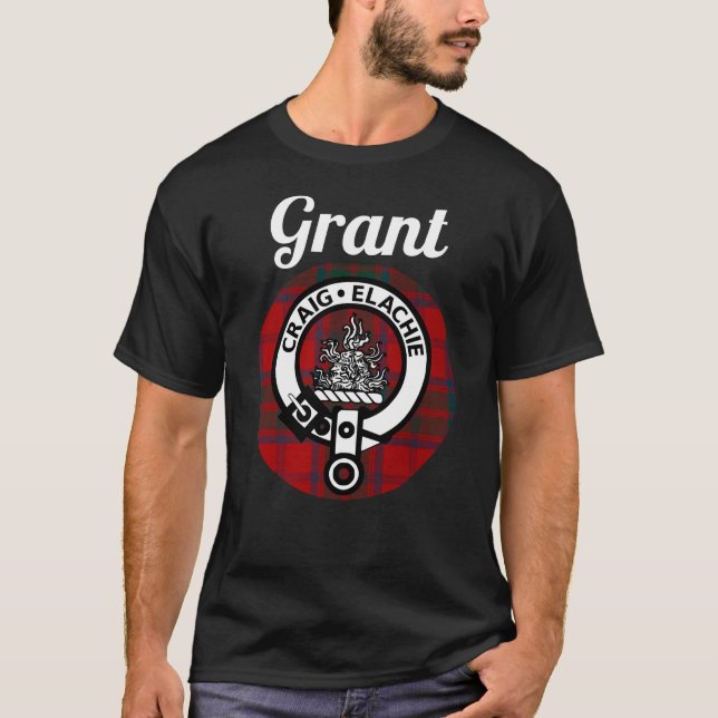 Grant Klan Scottish Namn Jackar Arm Tartan T Shirt (Framsida)