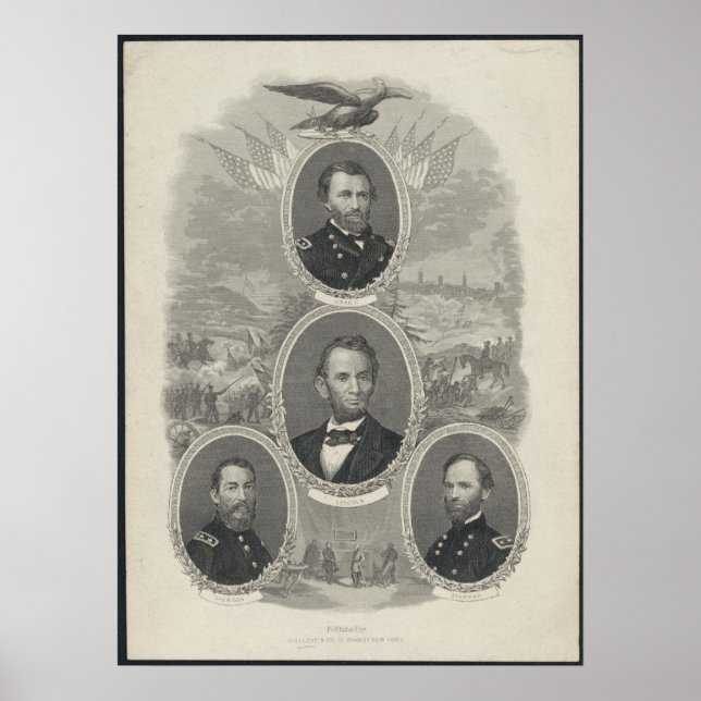 Grant, Lincoln, Sheridan, Sherman Poster (Framsidan)