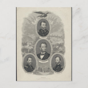 Grant, Lincoln, Sheridan, Sherman Vykort