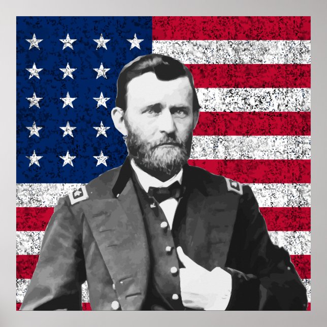 Grant och American Flagga Poster (Framsidan)
