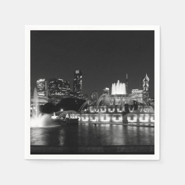 Grant Park Chicago Grayscale Pappersservett (Framsidan)