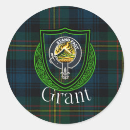 Grant Scottish Clan Tartan & Crest Runt Klistermärke