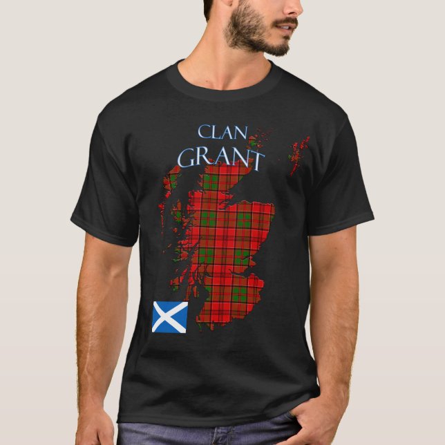 Grant Scottish Klan Tartan Scotland T Shirt (Framsida)