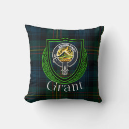 Grant skotsk klan tartan och vapensköld kastkudde kudde