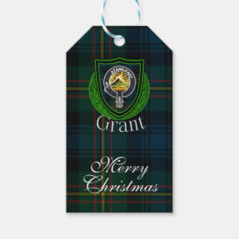 Grant Skotska klanens tartan & vapensköld Presentetikett
