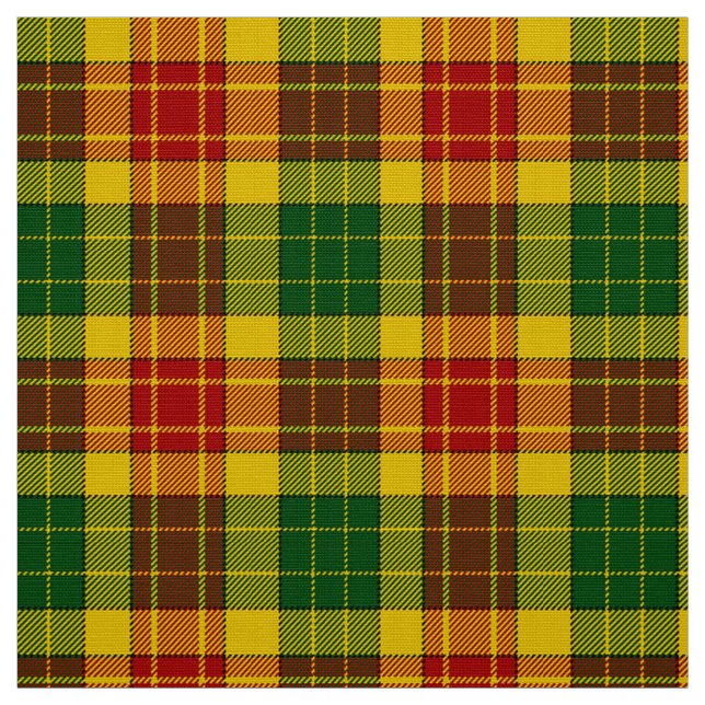 Grant Tartan Red Grönt and Gult Play Fabric Tyg (Provkarta)