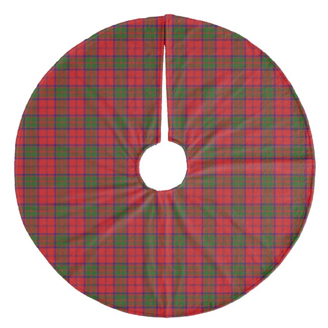 Grant tartan red grönt plaid julgransmatta fleece (Framsidan)