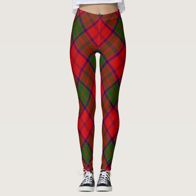 Grant tartan red grönt plaid leggings (Framsida)