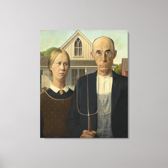 Grant Wood - American Gothic Canvastryck (Framsida)