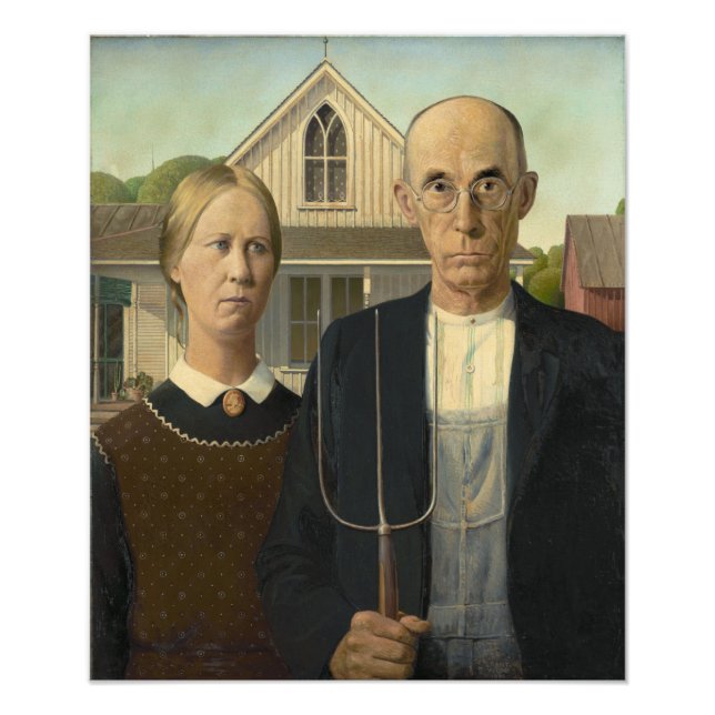 Grant Wood - American Gothic Fototryck (Framsidan)