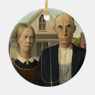 Grant Wood - American Gothic Julgransprydnad Keramik