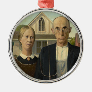 Grant Wood - American Gothic Julgransprydnad Metall