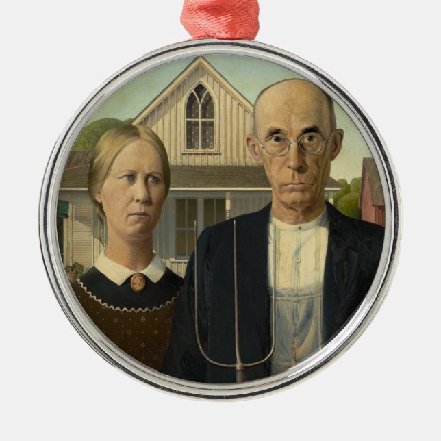 Grant Wood - American Gothic Julgransprydnad Metall (Framsidan)