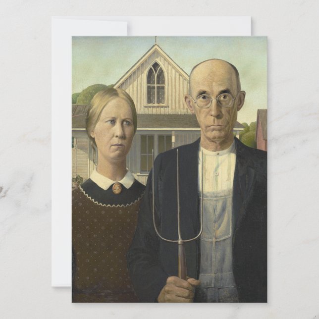 Grant Wood - American Gothic Julkort (Framsida)