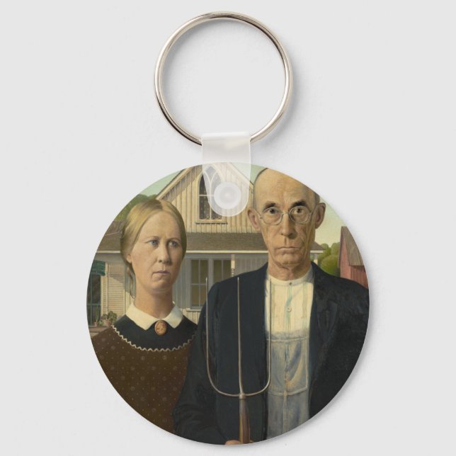 Grant Wood American Gothic Nyckelring (Framsida)