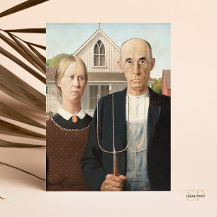 Grant Wood American Gothic Painting Art Print Vykort
