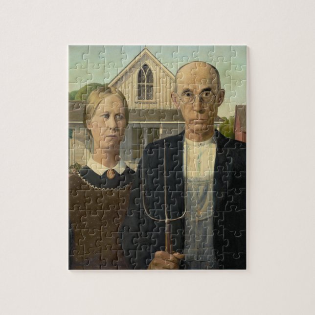 Grant Wood - American Gothic Pussel (Vertikal)