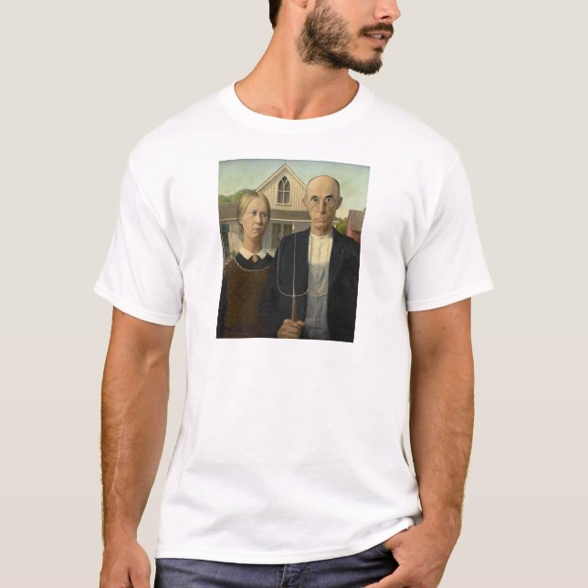 Grant Wood - American Gothic T Shirt (Framsida)