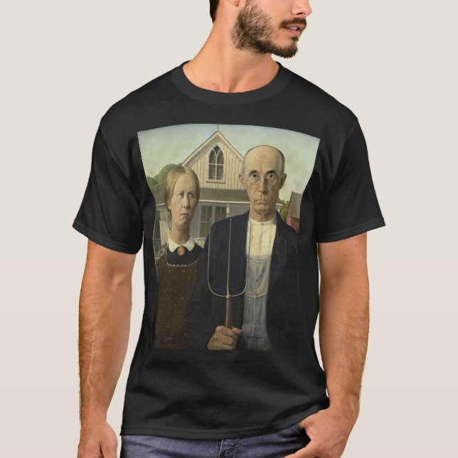 Grant Wood - American Gothic T Shirt (Framsida)
