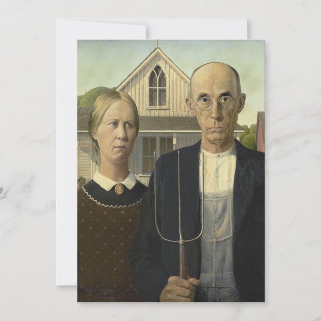 Grant Wood - American Gothic Tack Kort (Framsida)