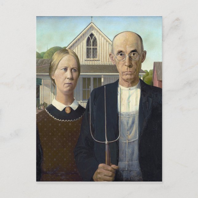 Grant Wood "American Gothic" Vykort (Framsida)