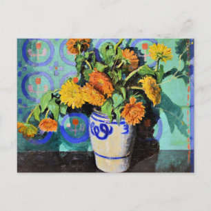 Grant Wood - Calendulas, målning av blommigt, Vykort