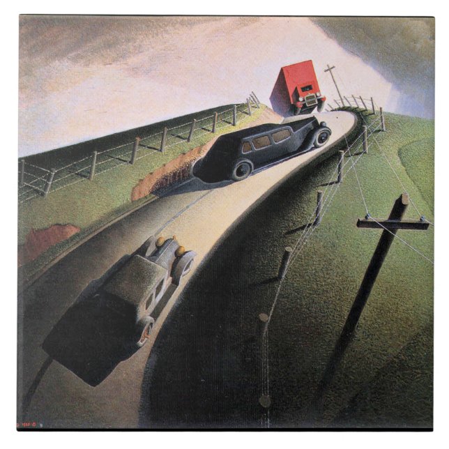 Grant Wood-grafik, död på Ridge Road Kakelplatta (Framsidan)