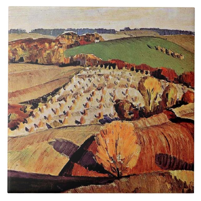 Grant Wood-grafik, liggande Kakelplatta (Framsidan)