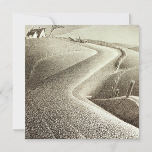 Grant Wood-grafik, mars, liggande Kort