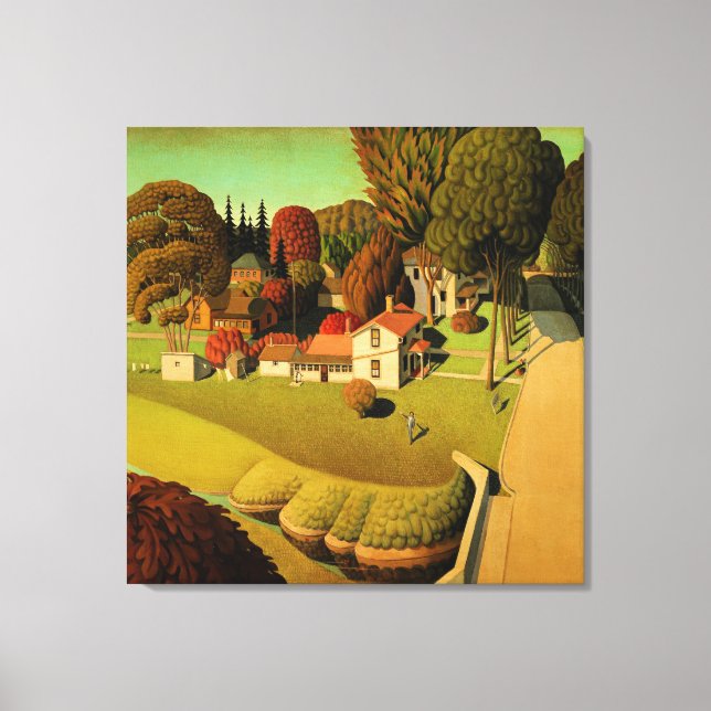 Grant Wood - Herbert Hoovers födelseplats Canvastryck (Framsida)