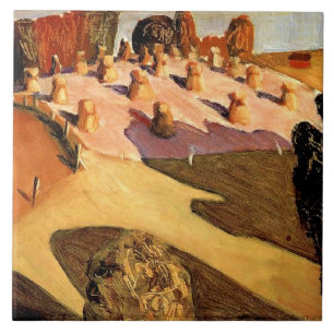 Grant Wood, Iowa View, berömd-målning Kakelplatta
