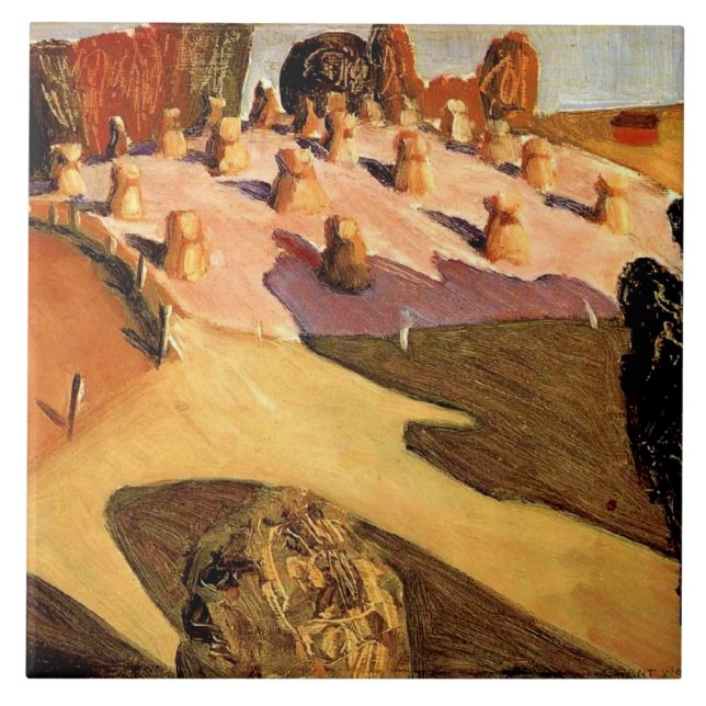 Grant Wood, Iowa View, berömd-målning Kakelplatta (Framsidan)