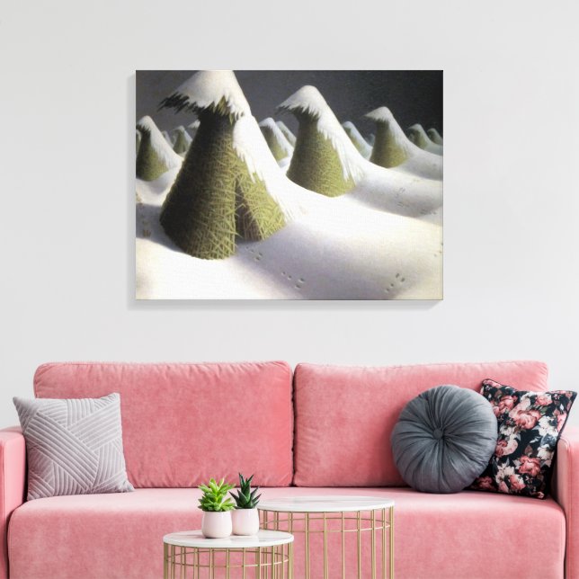 Grant Wood Januari Höstack Finkonst Canvastryck (Insitu (Vardagsrum))