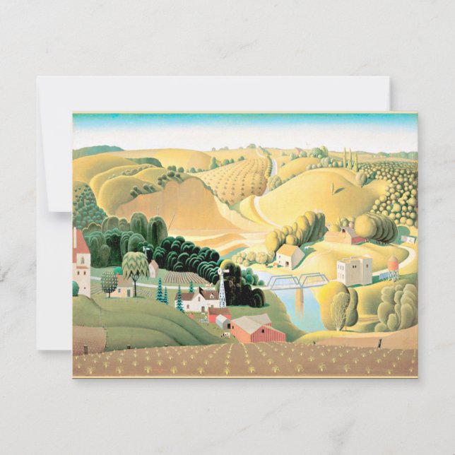 Grant Wood - Stone City, Iowa, bra Art-målning (Framsida)