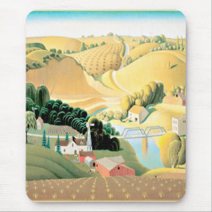Grant Wood - Stone City, Iowa, bra Art-målning Musmatta