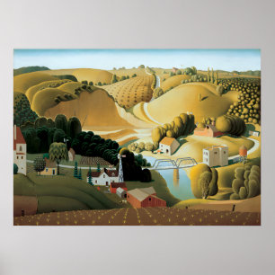 Grant Wood - Stone City Iowa Poster