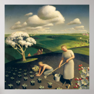 Grant Wood - Vår i land Poster